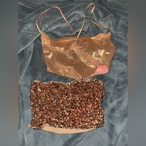 SHEIN Metallic Peach and Gold Top